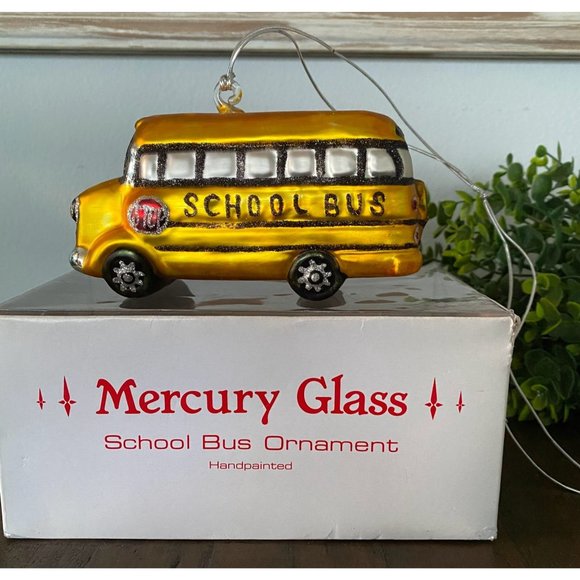 Department 56 Other - Department 56 Jumbo Mercury Glass Yellow School Bus Christmas Ornament